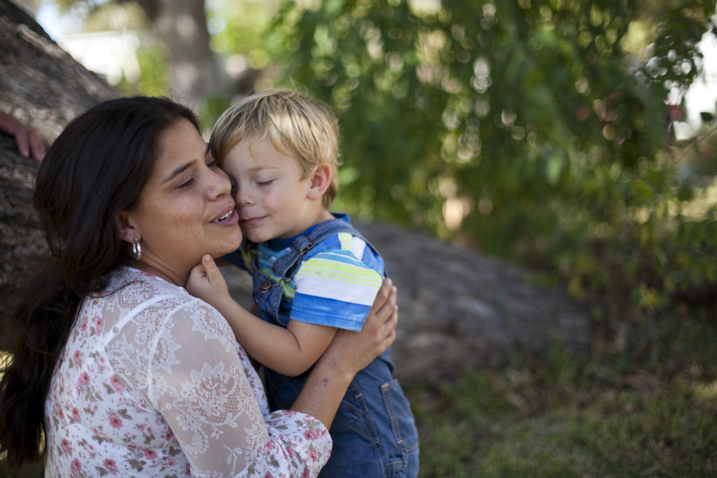 little boy and mom
